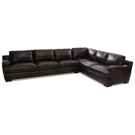 Contemporary 5-Seat Leather Sectional Sofa with LAF Sofa